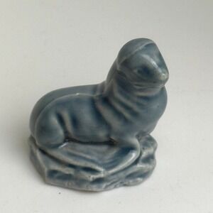 Wade Whimsies Sea Lion Seal Figurine Blue Grey Glazed Porcelain Miniature